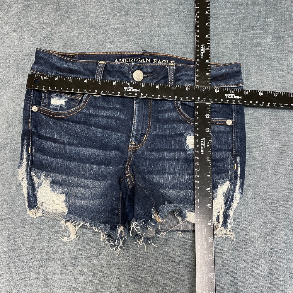 American Eagle Outfitters Next Level Stretch Cut Off Shorts Womens 30 Blue Denim - Picture 3 of 9